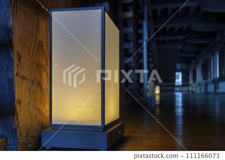 National treasure Himeji Castle, interior of the large castle tower, hallway lanterns, Himeji City, Hyogo Prefecture 111166073