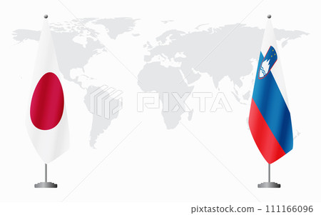 Japan and Slovenia flags for official meeting 111166096