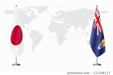 Japan and Saint Helena flags for official meeting 111166117