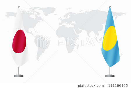 Japan and Palau flags for official meeting Japan and Palau flags for official meeting 111166135
