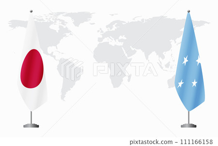 Japan and Micronesia flags for official meeting Japan and Micronesia flags for official meeting 111166158