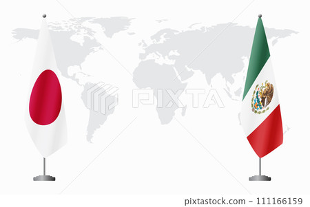 Japan and Mexico flags for official meeting 111166159