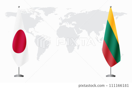 Japan and Lithuania flags for official meeting 111166181