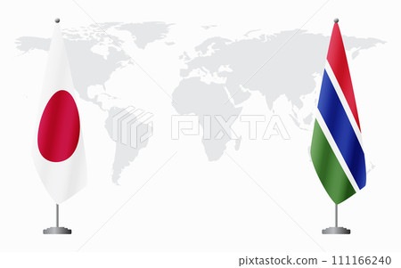 Japan and Gambia flags for official meeting 111166240