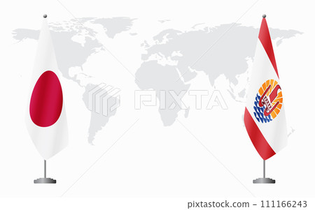 Japan and French Polynesia flags for official meeting Japan and French Polynesia flags for official meeting 111166243