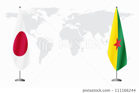 Japan and French Guiana flags for official meeting Japan and French Guiana flags for official meeting 111166244