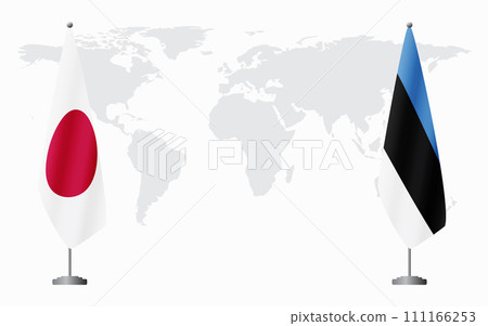 Japan and Estonia flags for official meeting 111166253