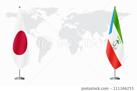 Japan and Equatorial Guinea flags for official meeting 111166255