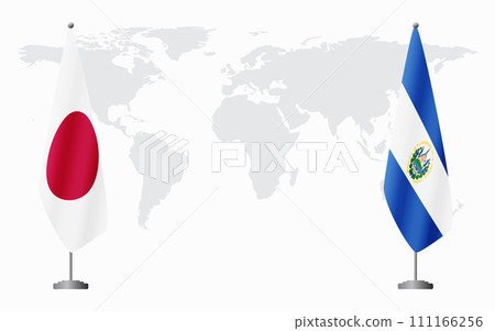 Japan and El Salvador flags for official meeting 111166256