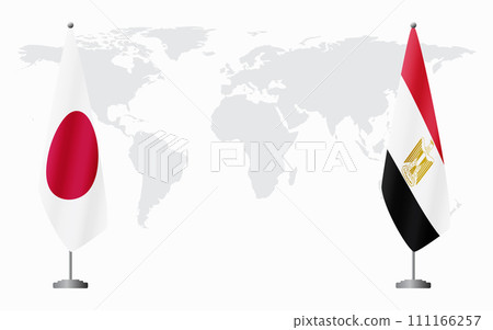Japan and Egypt flags for official meeting 111166257