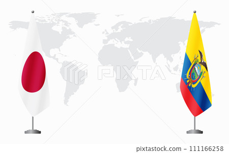 Japan and Ecuador flags for official meeting 111166258