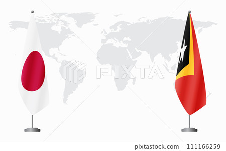 Japan and Timor-Leste flags for official meeting 111166259
