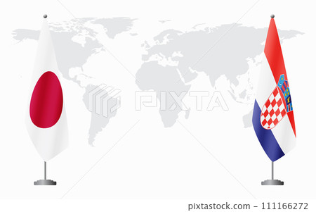 Japan and Croatia flags for official meeting Japan and Croatia flags for official meeting 111166272