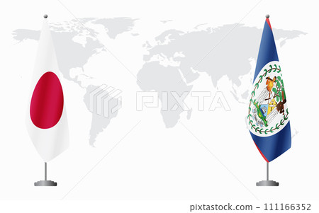 Japan and Belize flags for official meeting 111166352