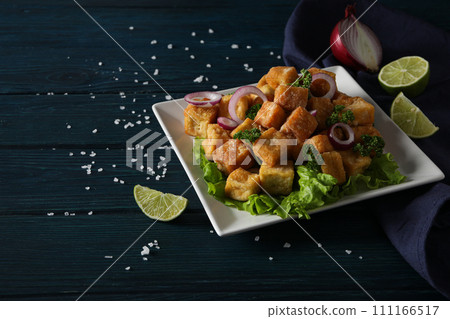 Fried tofu, tasty and delicious fried food Fried tofu, tasty and delicious fried food 111166517