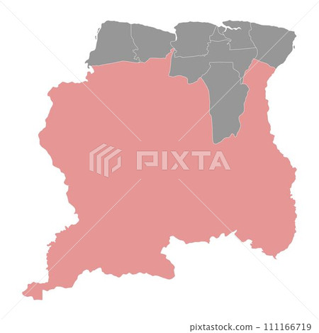 Sipaliwini District map, administrative division of Suriname. Vector illustration. Sipaliwini District map, administrative division of Suriname. Vector illustration. 111166719