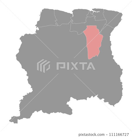 Brokopondo District map, administrative division of Suriname. Vector illustration. Brokopondo District map, administrative division of Suriname. Vector illustration. 111166727