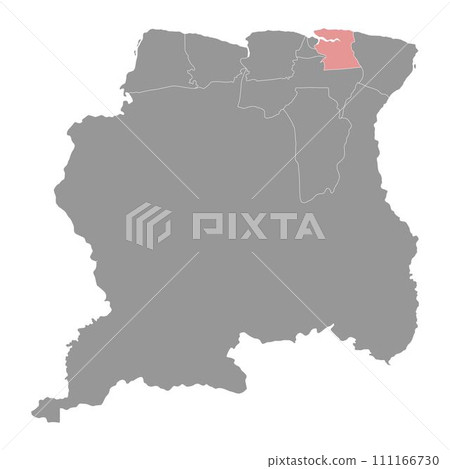 Commewijne District map, administrative division of Suriname. Vector illustration. Commewijne District map, administrative division of Suriname. Vector illustration. 111166730