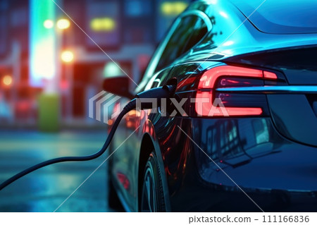 Photo of an electrical car charging stock photo Photo of an electrical car charging stock photo 111166836