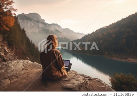 Digital nomad concept, Remote working concept Digital nomad concept, Remote working concept 111166839