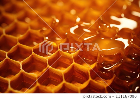 Honey, Close up product of honey and bee Honey, Close up product of honey and bee 111167096