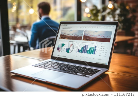 man on labtop analysis, Generative AI 111167212