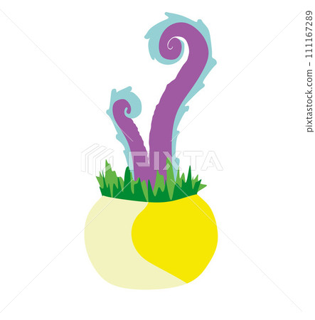 Cartoon fantasy alien Plant in Flower pot. Vector nature element illustration Isolated on white background. Floral Flat design art, Monster color Fantastic Botany character for App, Book, Card, Print Cartoon fantasy alien Plant in Flower pot. Vector nature element illustration Isolated on white background. Floral Flat design art, Monster color Fantastic Botany character for App, Book, Card, Print 111167289