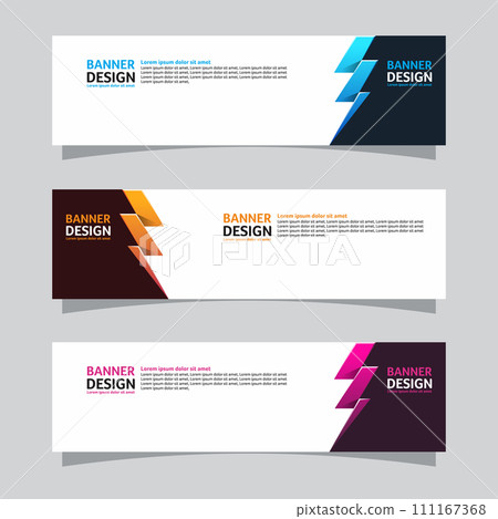 Vector set of landscape banner background design concept. Web background business layout template 111167368