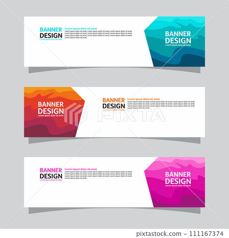 Vector set of landscape banner background design concept. Colorful background business layout template Vector set of landscape banner background design concept. Colorful background business layout template 111167374