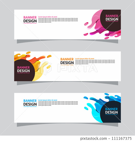 Vector set of landscape banner background design concept. Colorful background business layout template 111167375