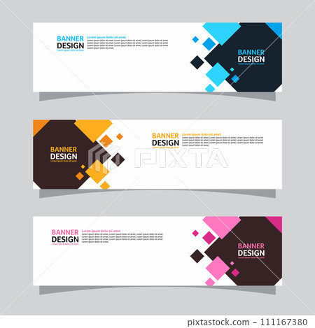 Vector set of landscape banner background design concept. Web background business layout template 111167380