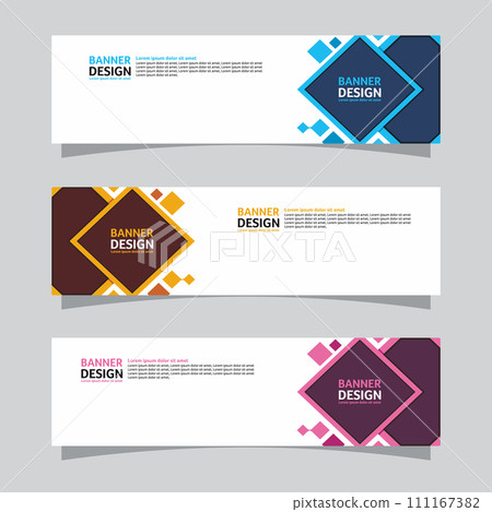 Vector set of landscape banner background design concept. Web background business layout template 111167382