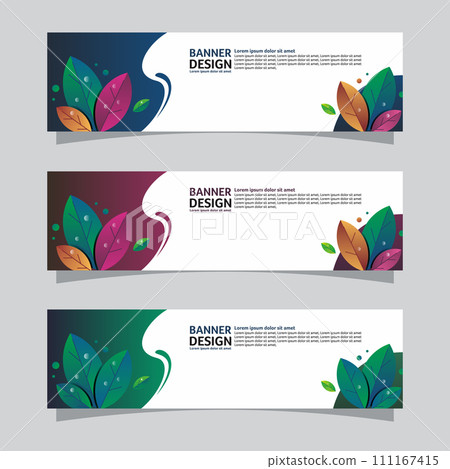 Vector set of landscape banner background design concept. Colorful background business layout template 111167415