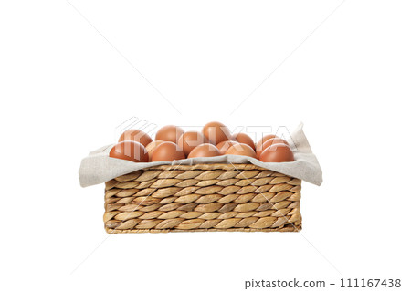 PNG, eggs in a square basket, isolated on white background. 111167438