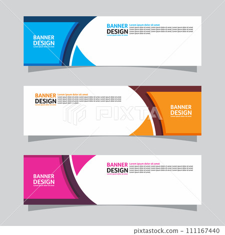 Vector set of landscape banner background design concept. Web background business layout template 111167440