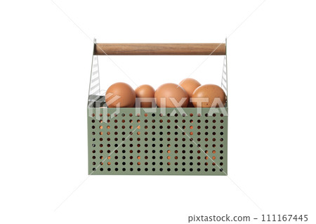 PNG, eggs in a square basket, isolated on white background. 111167445