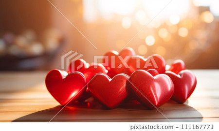 Red heart background material, Valentine AI generated image 111167771