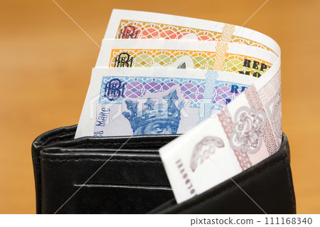Moldovan leu in the black wallet 111168340