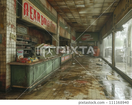 abandoned grocery store destroyed 111168940