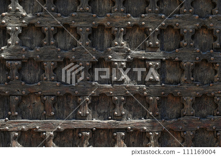 Wooden door with ancient square patten 111169004