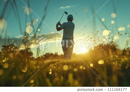golf player in the green field golf player in the green field 111169177