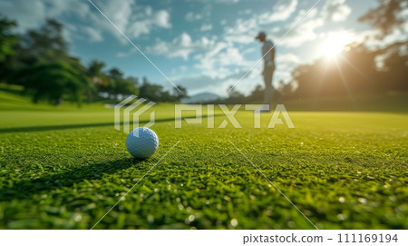 golf player in the green field golf player in the green field 111169194