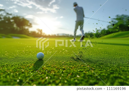 golf player in the green field 111169196