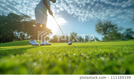 golf player in the green field golf player in the green field 111169199