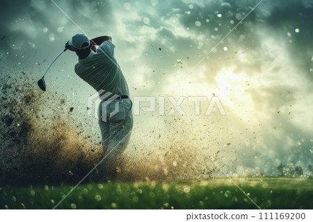 golf player in the green field golf player in the green field 111169200