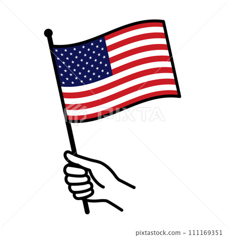 Illustration of a hand holding an American flag 111169351