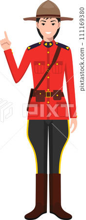 Standing Canadian Policewoman Officer in Traditional Uniform Character Icon in Flat Style. Vector Illustration. 111169380