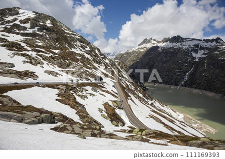 View from road to Grimsel Pass in Switzerland View from road to Grimsel Pass in Switzerland 111169393