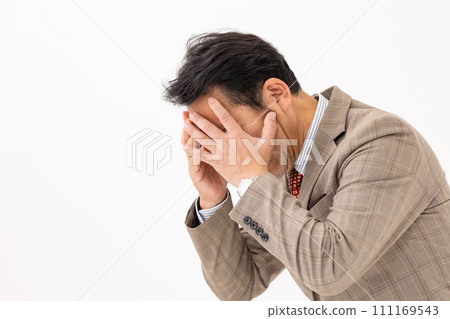 Businessman laments close-up Businessman laments close-up 111169543