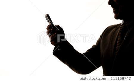 Businessman silhouette smartphone Businessman silhouette smartphone 111169747
